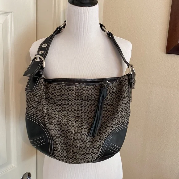 Coach hobo shoulder bag. Black/gray - Picture 2 of 10